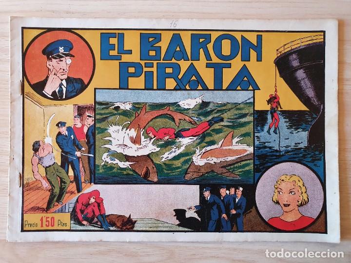 EL HOMBRE ENMASCARADO - EL BARON PIRATA - Nº 16 - HISPANO AMERICANA - ORIGINAL AÑOS 40 (Tebeos y Comics - Hispano Americana - Hombre Enmascarado)