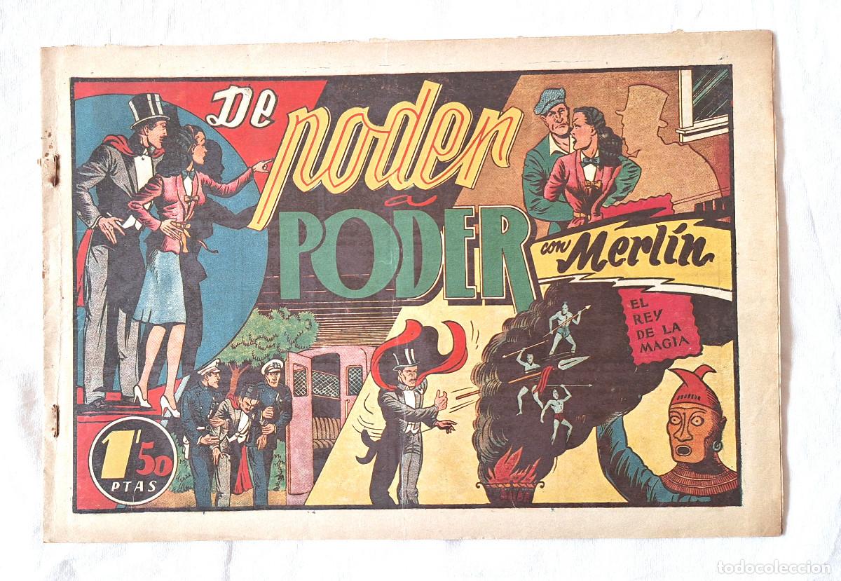 Tebeos: Merlin el Rey de la Magia n&ordm; 28 De poder a poder a&ntilde;o 1942 Hispano Americana Original - Foto 1