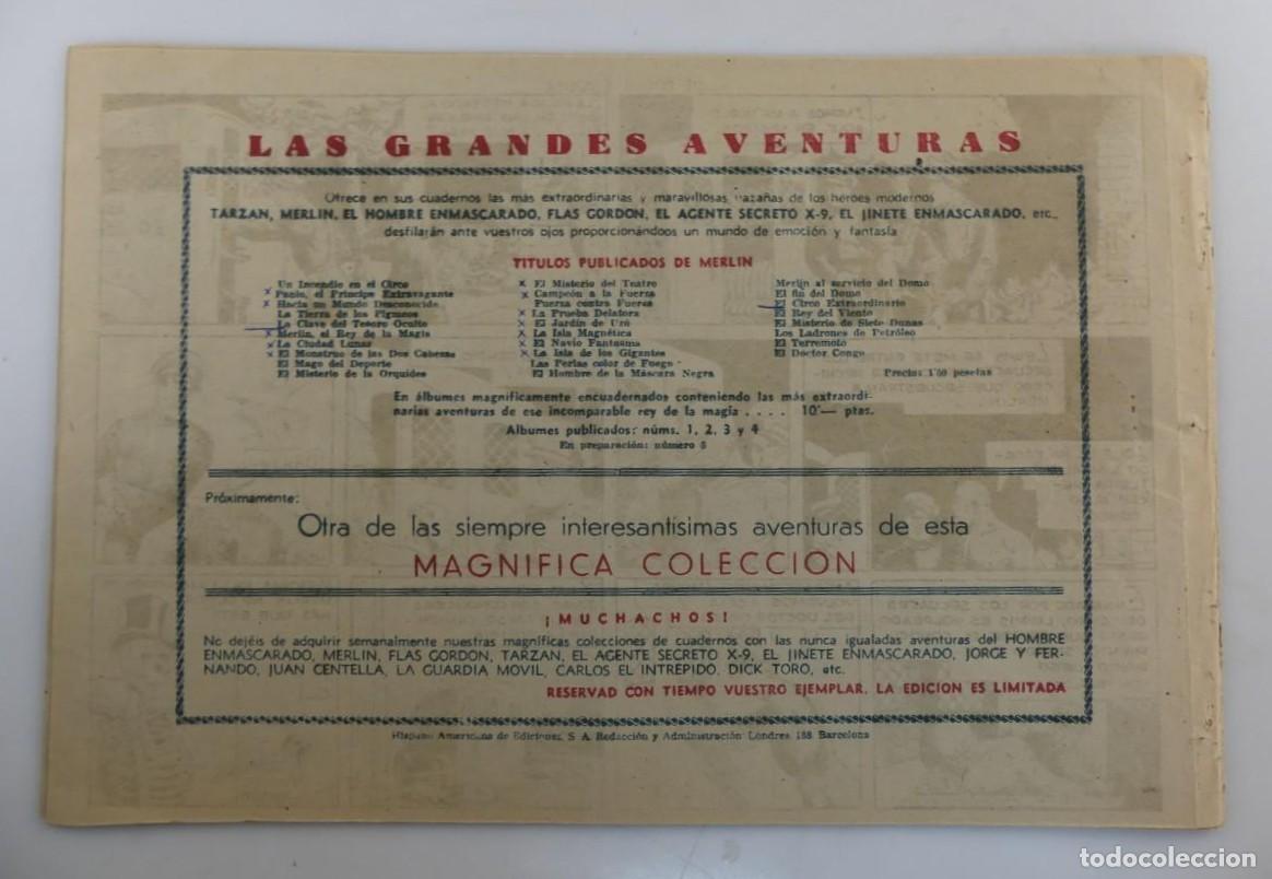 Tebeos: MERLIN - DE PODER A PODER - N&ordm; 28 - HISPANO AMERICANA 1945 - FORMATO GRANDE - 30 X 20 CM. - Foto 2