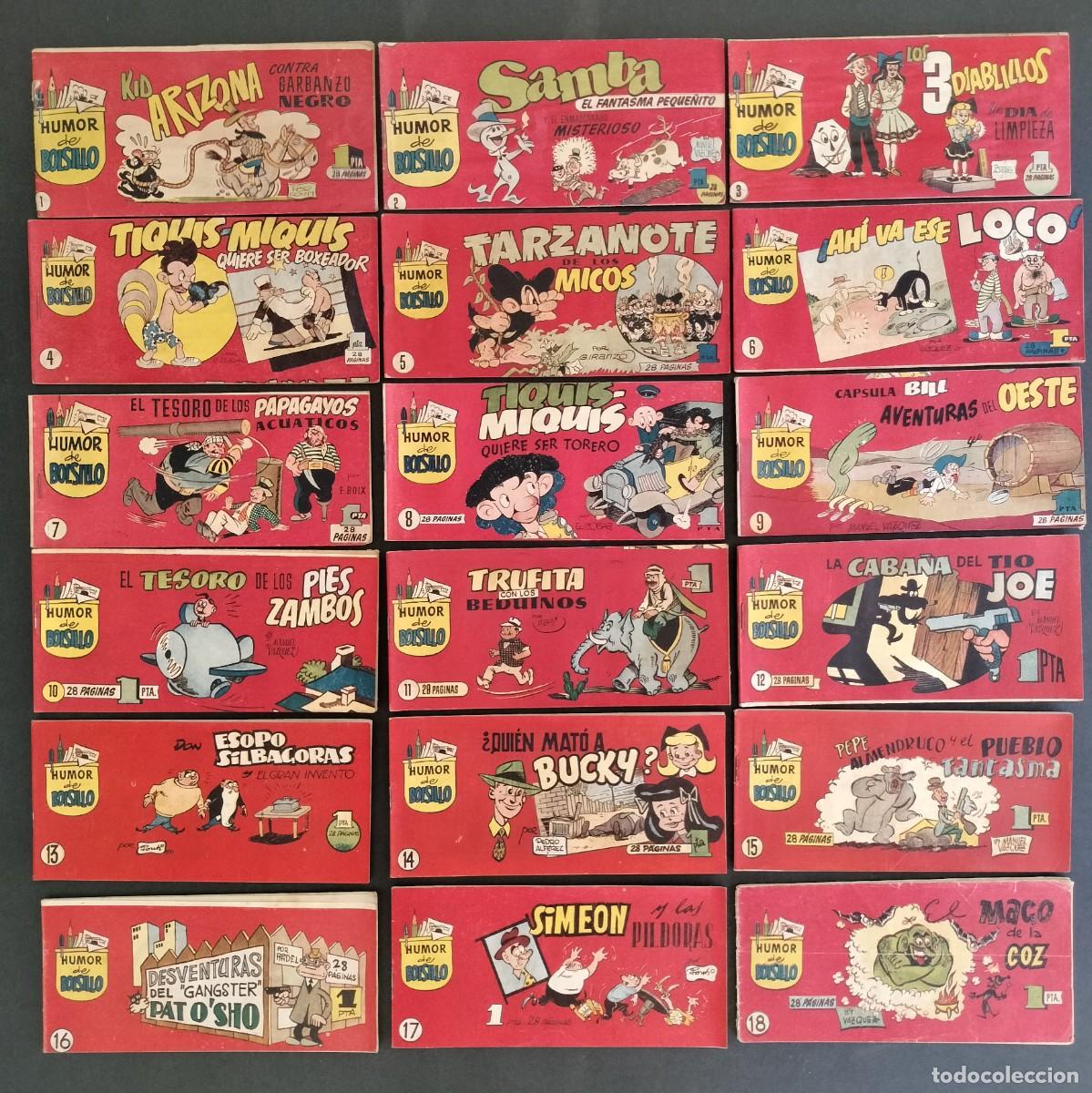BDs: HUMOR DE BOLSILLO COLECCION COMPLETA 18 Nos. ORIGINAL HISPANO AMERICANA 1950 MAGNIFICO ESTADO JOYA!