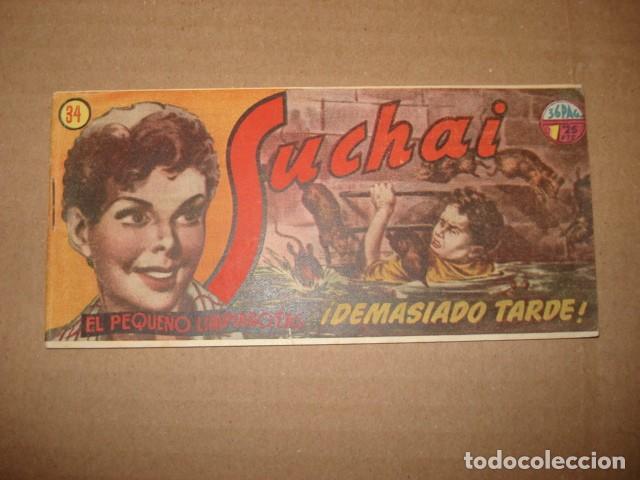 Tebeos: Suchai, el peque&ntilde;o limpiabotas, 34: demasiado tarde, 1950, Hispano Americana, muy buen estado