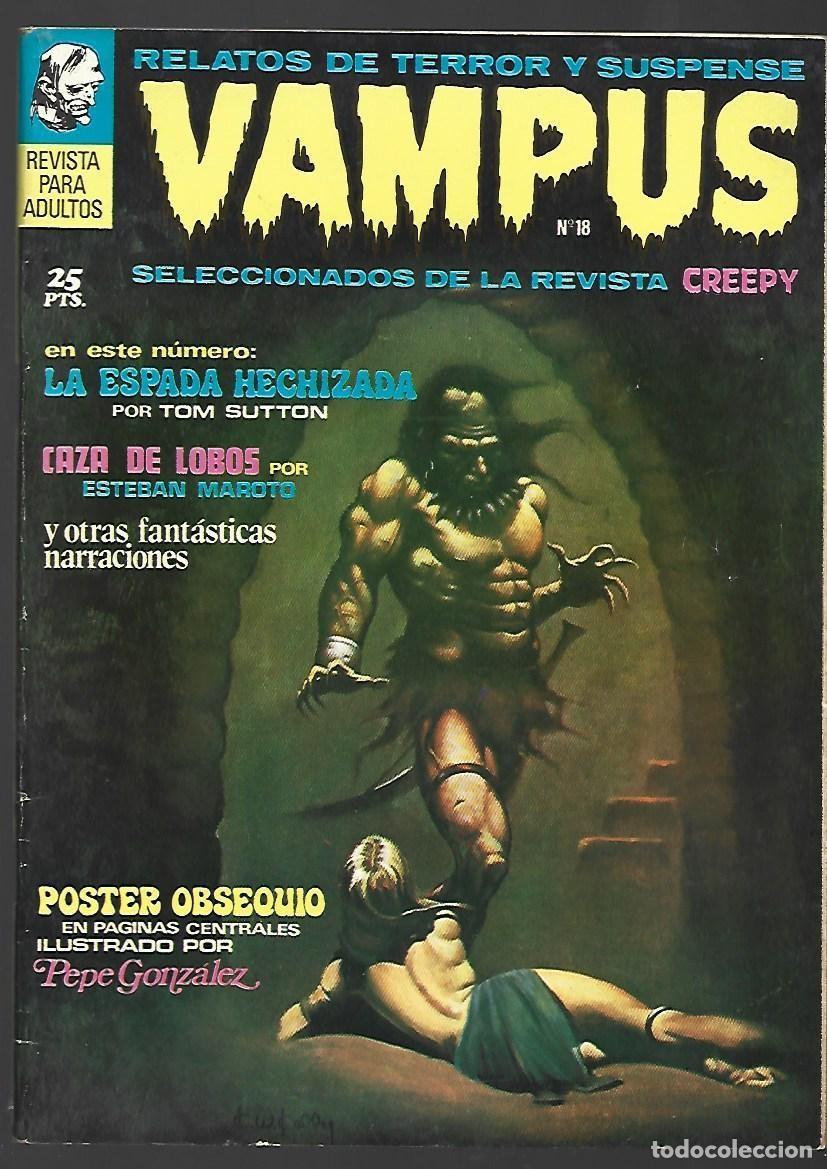 Tebeos: Vampus, 18, 1972, Ibero Mundial, muy buen estado, con poster de Pepe Gonz&aacute;lez