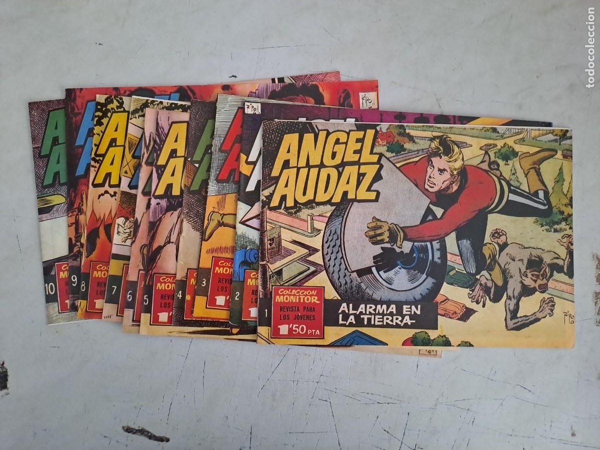 Tebeos: &Aacute;ngel audaz completa 10 n&uacute;meros, Ibero mundial en muy buen estado, facs&iacute;mil Bolsa DA