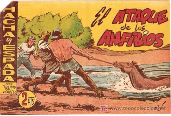 Tebeos: HACHA Y ESPADA  N&ordm; 49. EL ATAQUE DE LOS ANFIBIOS. ORIGINAL. ED. MAGA. - Foto 1