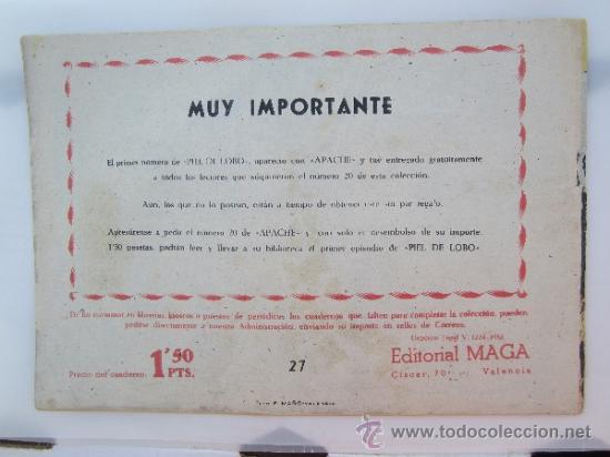 Tebeos: apache , numero 27 , el poste del tormento, editorial maga 1958 , primera serie - Foto 2