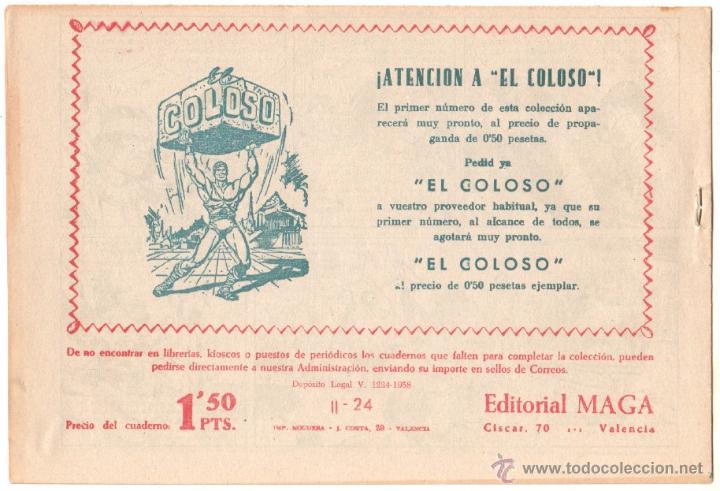Tebeos: APACHE 2&ordf; N&ordm; 24 ORIGINAL EDITORIAL MAGA 1958 COMO NUEVO, - Foto 2