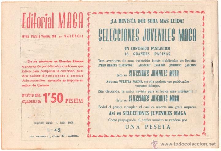 Tebeos: APACHE 2&ordf; N&ordm; 48 ORIGINAL EDITORIAL MAGA 1958 COMO NUEVO, - Foto 2