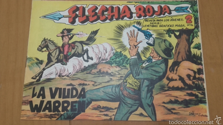 Tebeos: FLECHA ROJA Nº 74 ¡LA VIUDA WARREN! ORIGINAL MAGA 1962