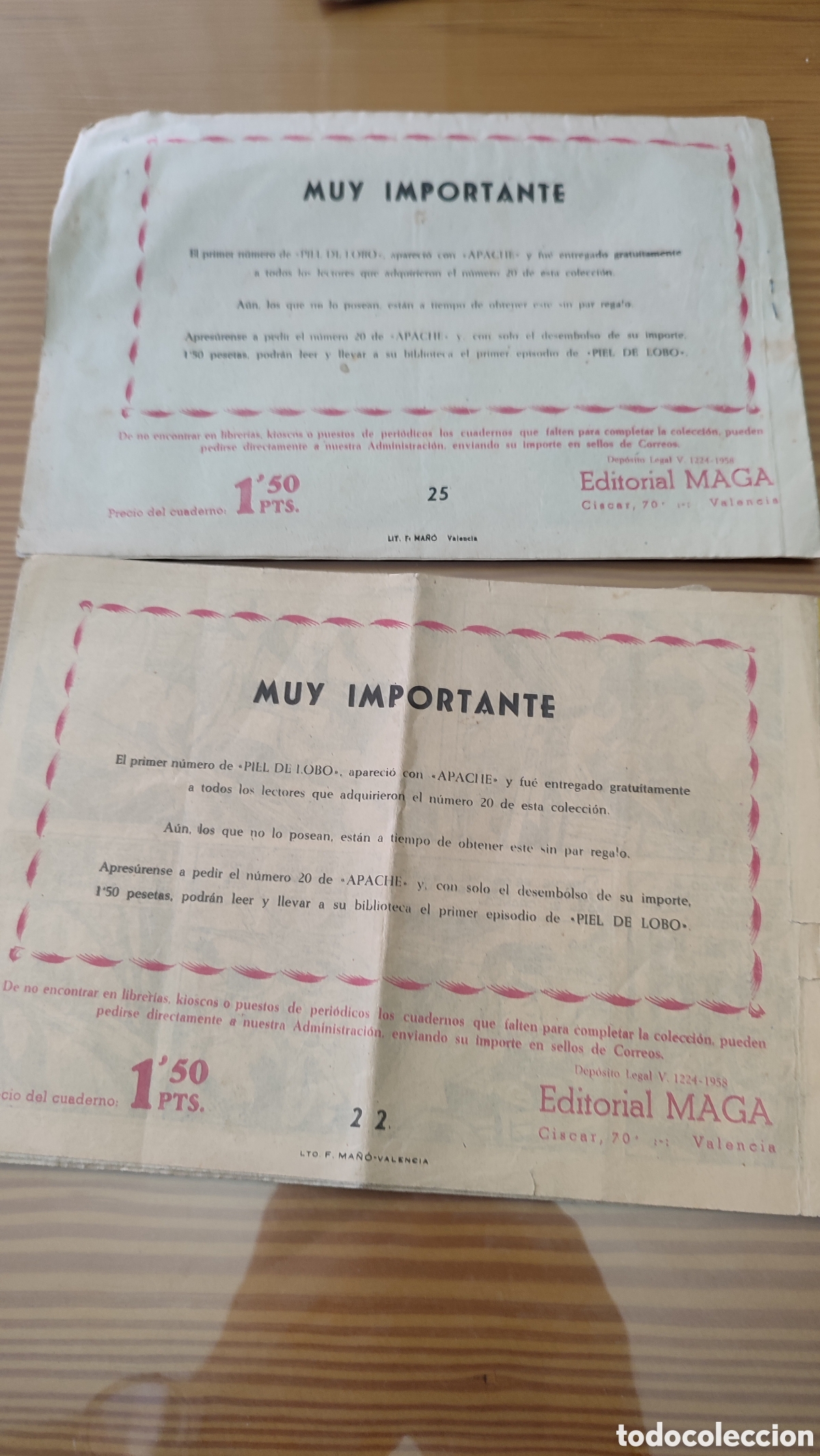Tebeos: Lote de 2 antiguos comics de APACHE, editorial Maga,numeros 22 y 25 - Foto 2