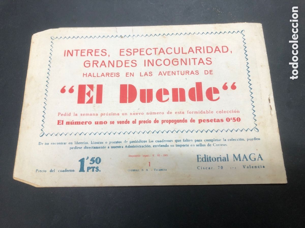 Tebeos: COMIC EL DUENDE N&ordm; 1 DE LA COLECCION EDITORIAL MAGA - Foto 2