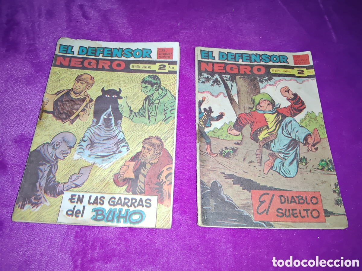 Tebeos: EL DEFENSOR NEGRO 2 PTAS EDITORIAL MAGA VERTICAL N&Uacute;MEROS 49 Y 58 - Foto 1