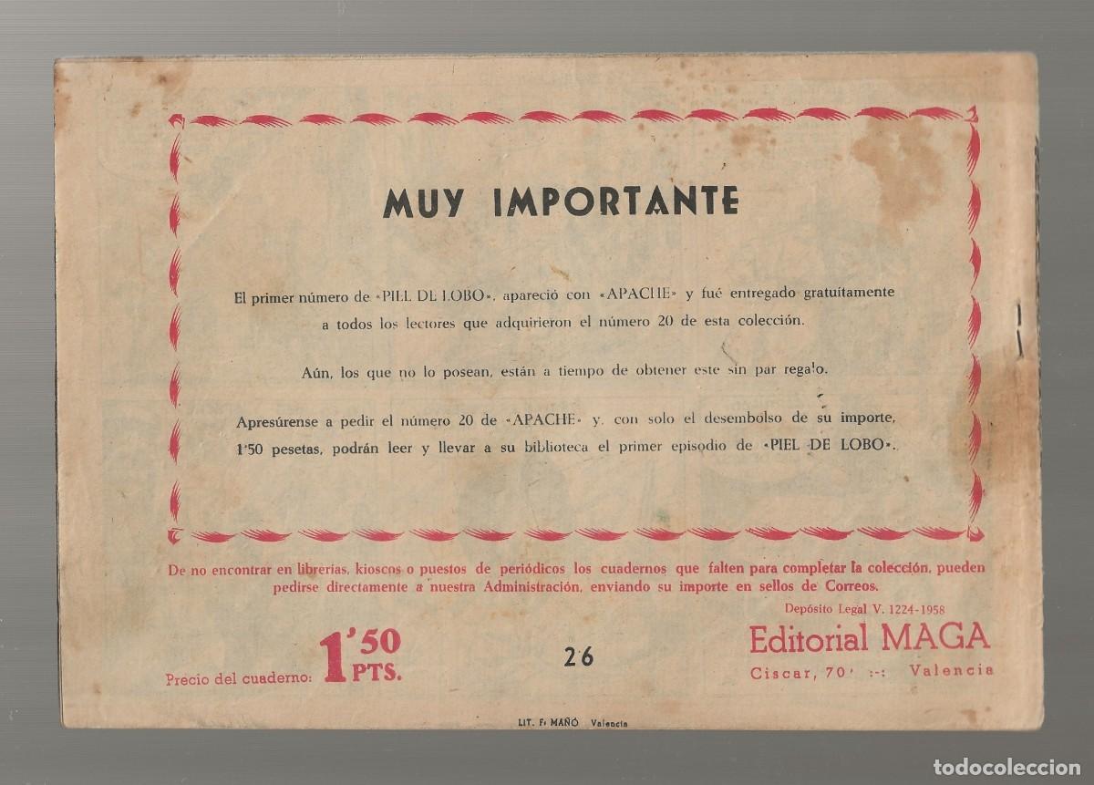 Tebeos: APACHE N&ordm; 26 - LA TRAMPA MORTAL - ORIGINAL - MAGA 1959 - Foto 2