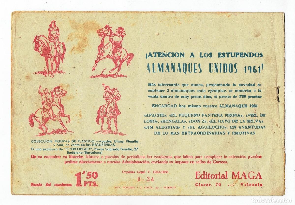 Tebeos: APACHE 2&ordf; PARTE N&ordm; 34 - LA SANGRE DE LOS VALIENTES - ORIGINAL - MAGA 1960 - Foto 2