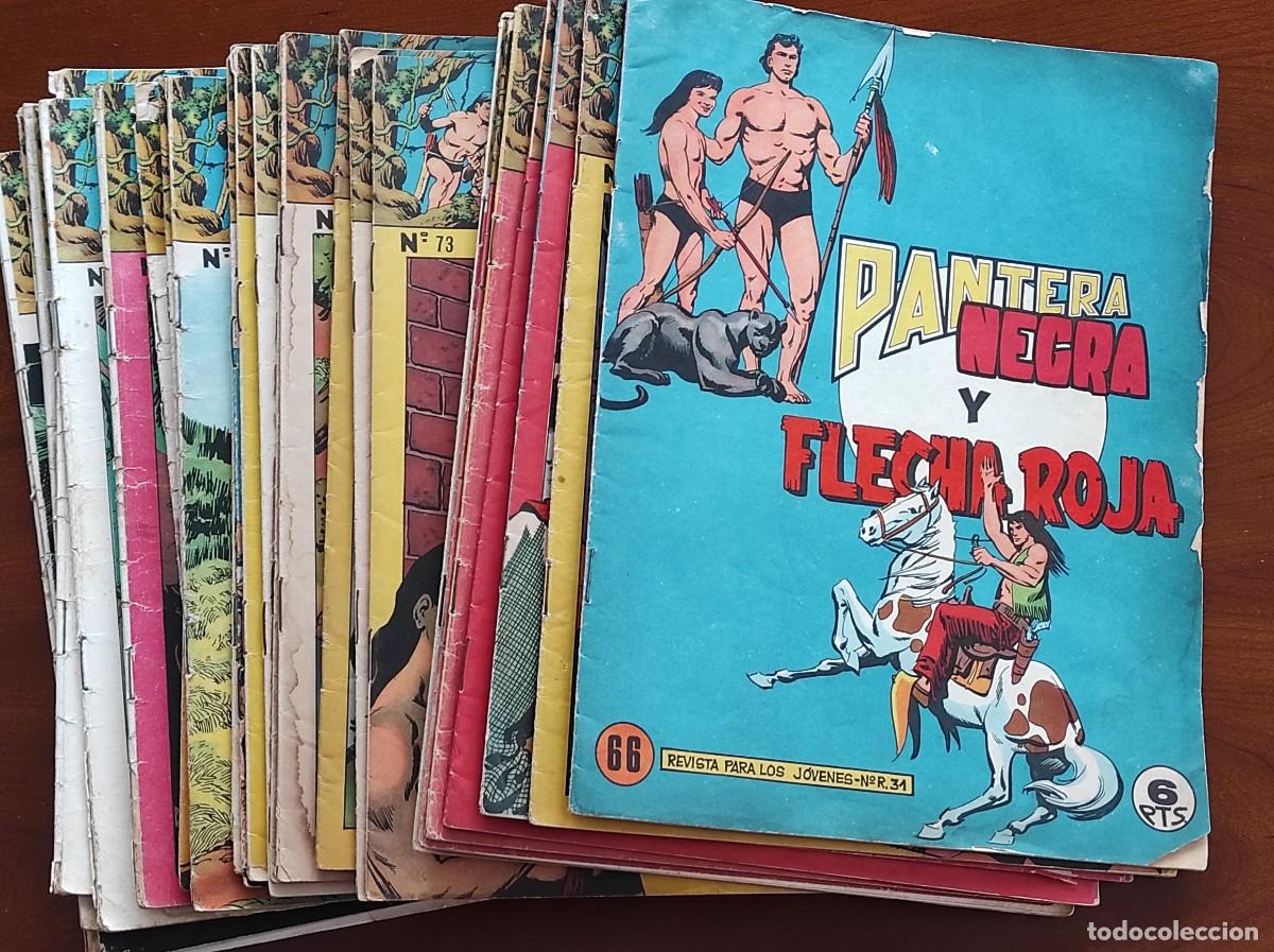 Tebeos: REVISTA PANTERA NEGRA Y FLECHA ROJA CASI COMPLETA, 28 DE LOS 32 N&Uacute;MEROS - ED. MAGA