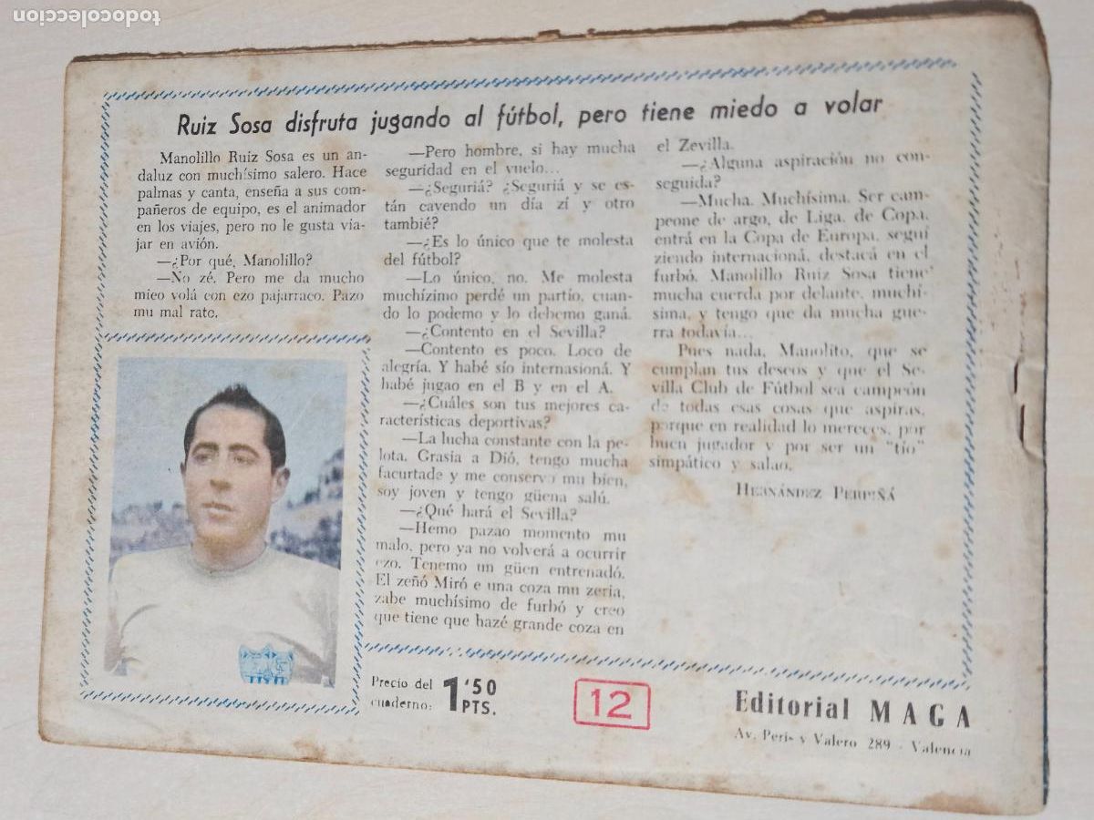 Giornalini: OLIMAN, AS DEL DEPORTE N&ordm; 12 RUIZ SOSA - ORIGINAL - MAGA