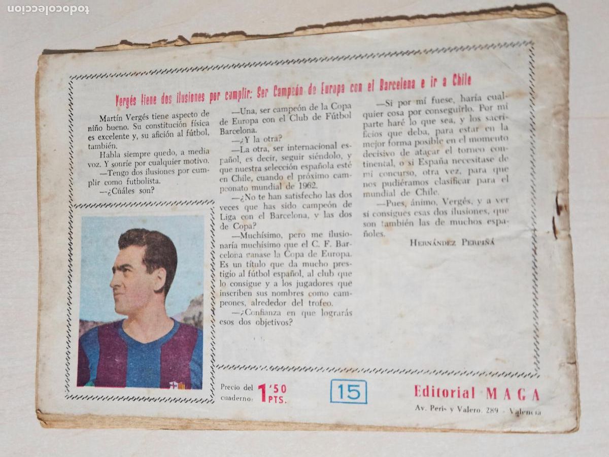Tebeos: OLIMAN, AS DEL DEPORTE N&ordm; 15 MARTIN VERGES - ORIGINAL - MAGA