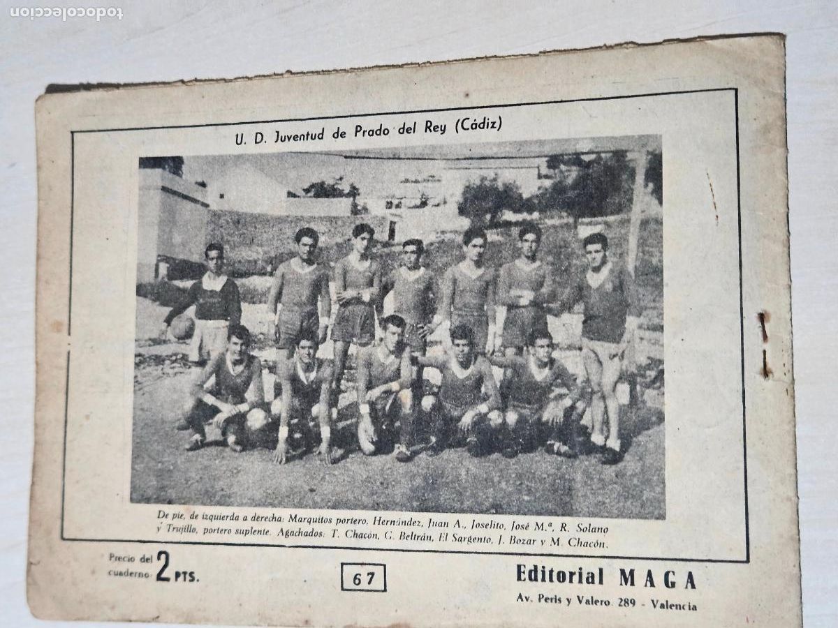 Tebeos: OLIMAN, AS DEL DEPORTE N&ordm; 67 JUVENTUD DE PRADO DEL REY CADIZ - ORIGINAL - MAGA