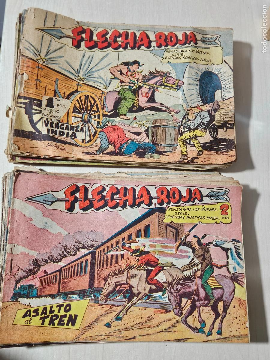 Tebeos: LOTE 60 TEBEOS FLECHA ROJA - ORIGINALES ANTIGUOS EDITORIAL MAGA LEER - BUEN PRECIO