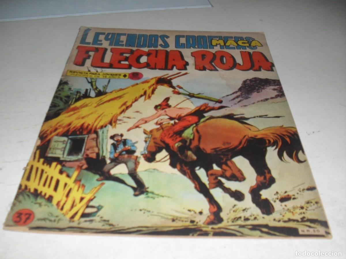 Tebeos: (ORIGINAL)FLECHA ROJA N&ordm; 37,CON CROMOS VIDA DE LOS INDIOS DEL 145 AL 148,DE 65,REVISTA,MAGA,1965