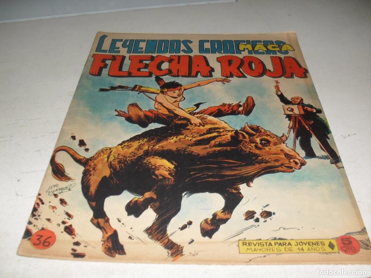 Tebeos: (ORIGINAL)FLECHA ROJA N&ordm; 36,CON CROMOS VIDA DE LOS INDIOS DEL 141 AL 144,DE 65,REVISTA,MAGA,1965