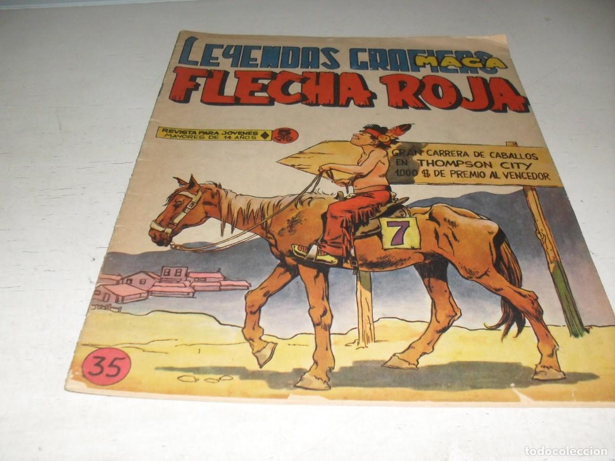 Tebeos: (ORIGINAL)FLECHA ROJA N&ordm; 35,CON CROMOS VIDA DE LOS INDIOS DEL 137 AL 140,DE 65,REVISTA,MAGA,1965