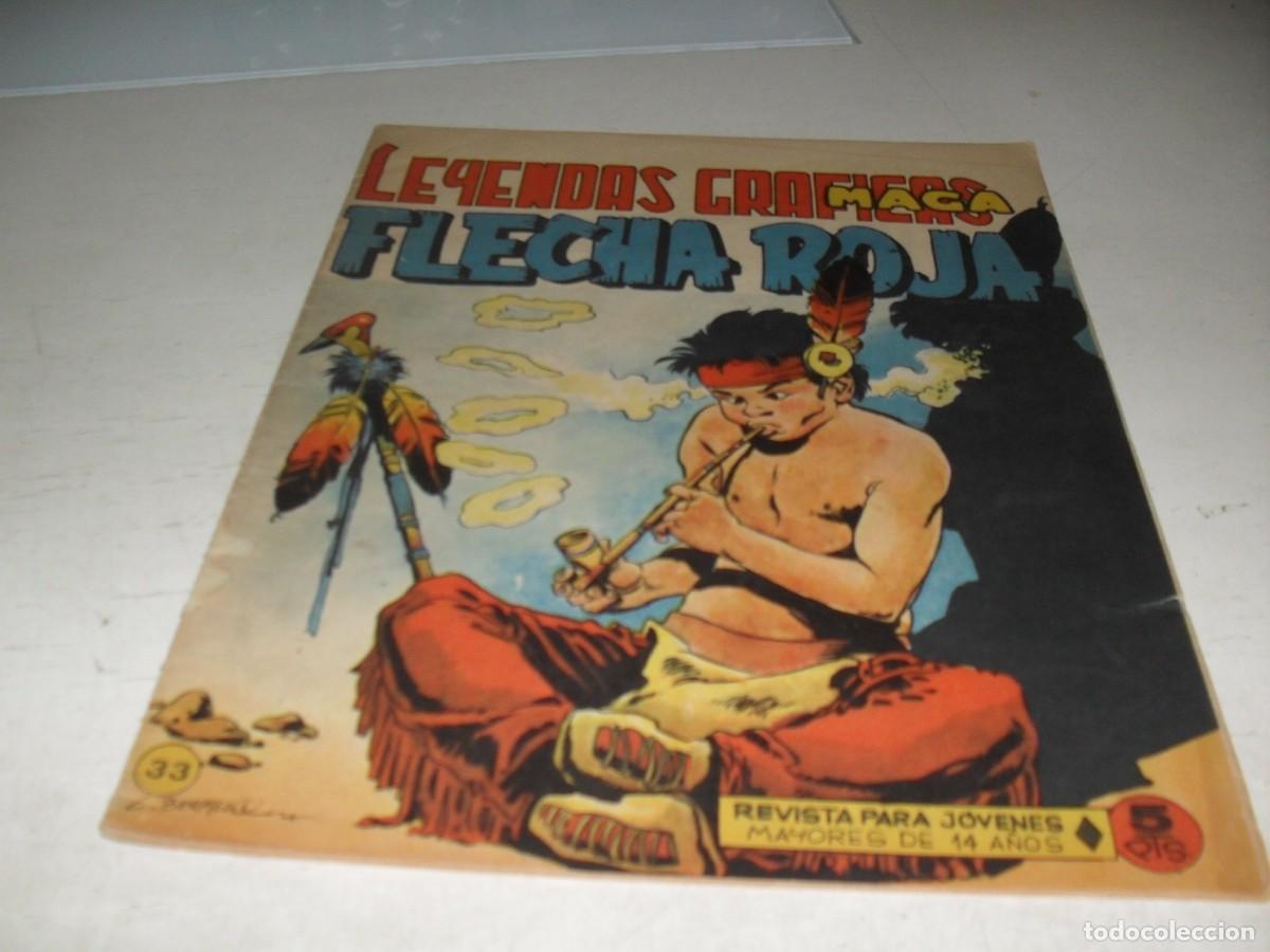 Tebeos: (ORIGINAL)FLECHA ROJA N&ordm; 33,CON CROMOS VIDA DE LOS INDIOS DEL 129 AL 132,DE 65,REVISTA,MAGA,1965