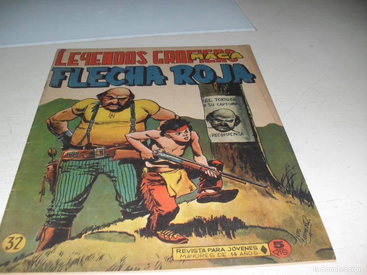 Tebeos: (ORIGINAL)FLECHA ROJA N&ordm; 32,CON CROMOS VIDA DE LOS INDIOS DEL 125 AL 128,DE 65,REVISTA,MAGA,1965