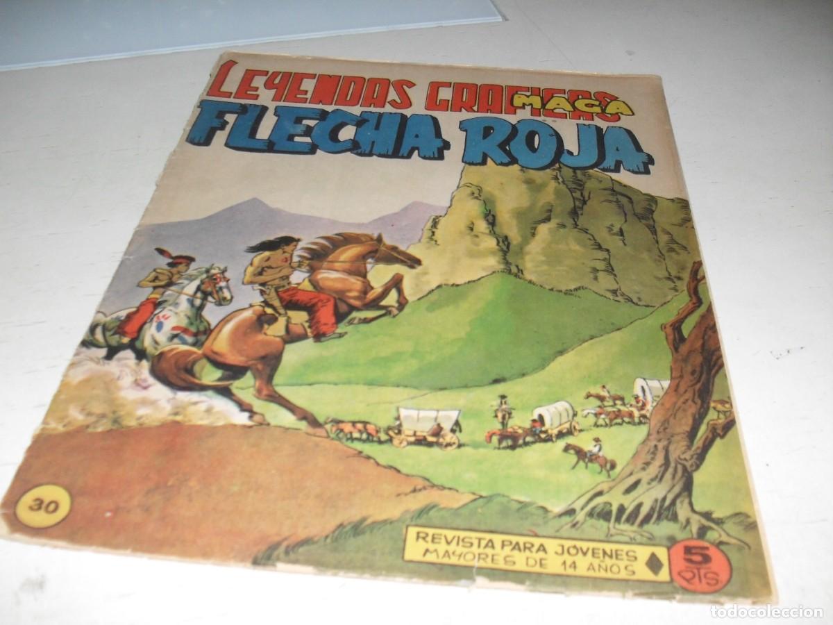 Tebeos: (ORIGINAL)FLECHA ROJA N&ordm; 30,CON CROMOS VIDA DE LOS INDIOS DEL 117 AL 120,DE 65,REVISTA,MAGA,1965