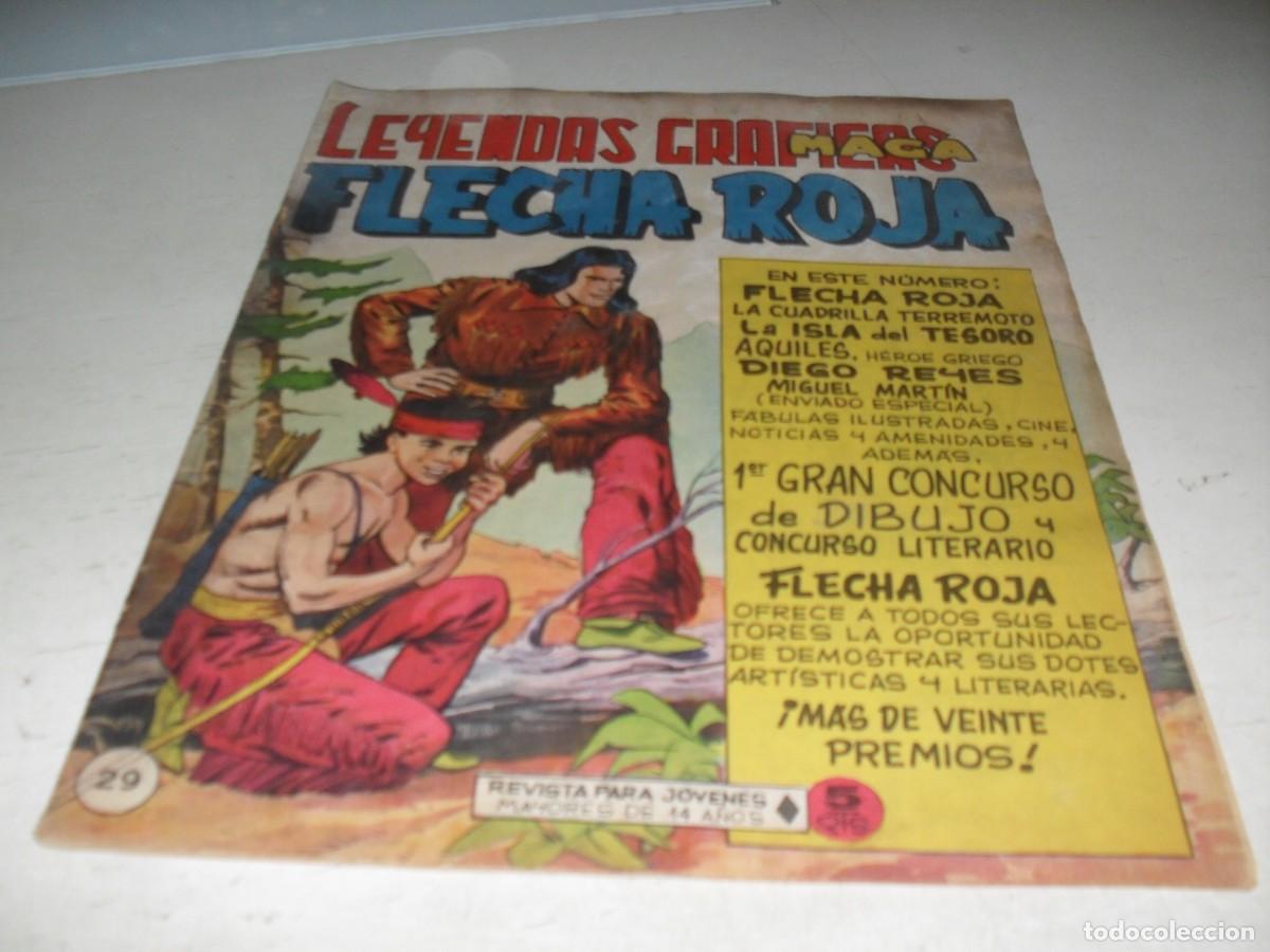 Tebeos: (ORIGINAL)FLECHA ROJA N&ordm; 29,CON CROMOS VIDA DE LOS INDIOS DEL 113 AL 116,DE 65,REVISTA,MAGA,1965