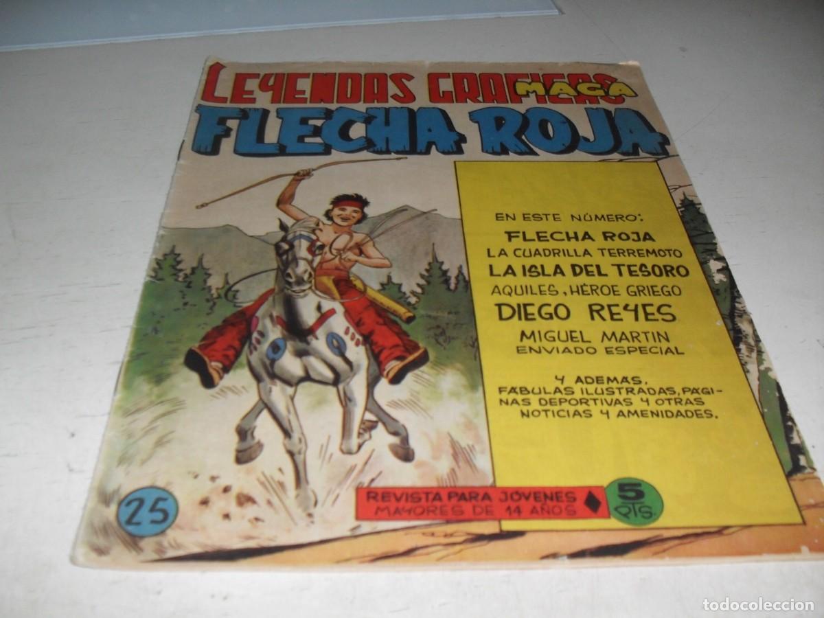 Tebeos: (ORIGINAL)FLECHA ROJA N&ordm; 25,CON CROMOS VIDA DE LOS INDIOS DEL 97 AL 100,DE 65,REVISTA,MAGA,1965