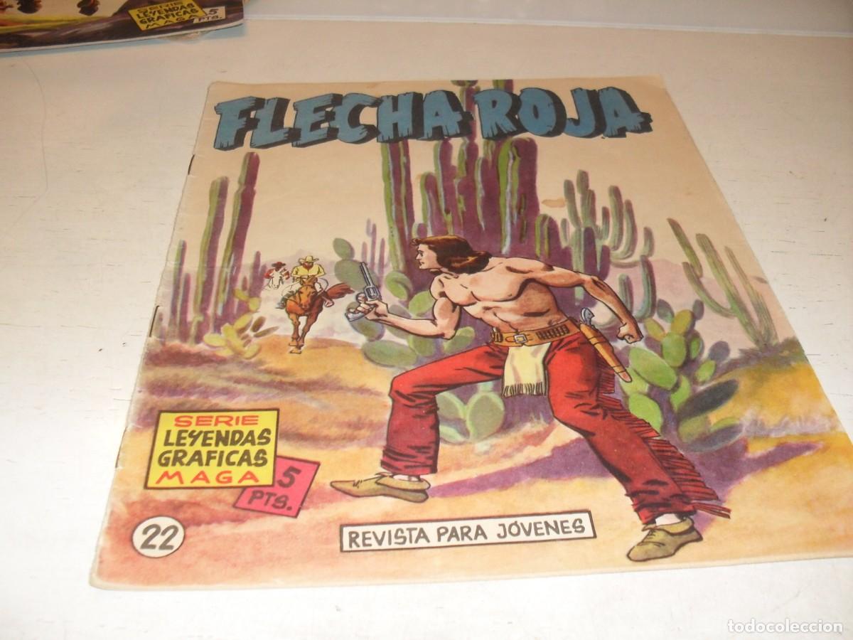 Tebeos: (ORIGINAL)FLECHA ROJA N&ordm; 22,CON CROMOS VIDA DE LOS INDIOS DEL 85 AL 88,DE 65,REVISTA,MAGA,1965