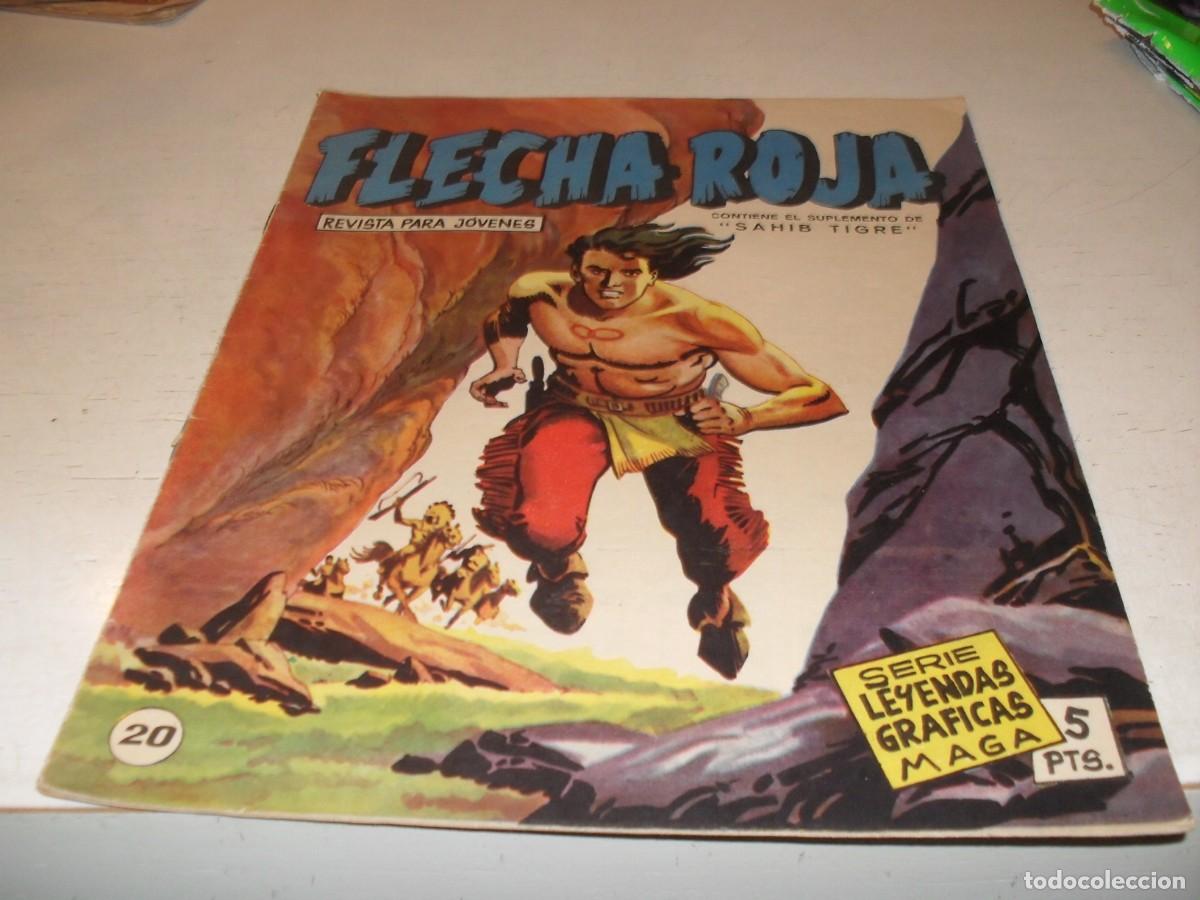 Tebeos: (ORIGINAL)FLECHA ROJA N&ordm; 20,CON CROMOS VIDA DE LOS INDIOS DEL 77 AL 80,DE 65,REVISTA,MAGA,1965