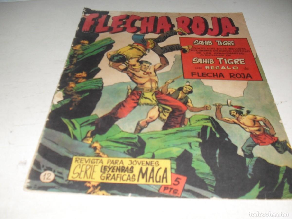 Tebeos: (ORIGINAL)FLECHA ROJA N&ordm; 12,DE 65,CON CROMOS VIDA DE LSO INDIOS 45 AL 48,REVISTA,MAGA,1965