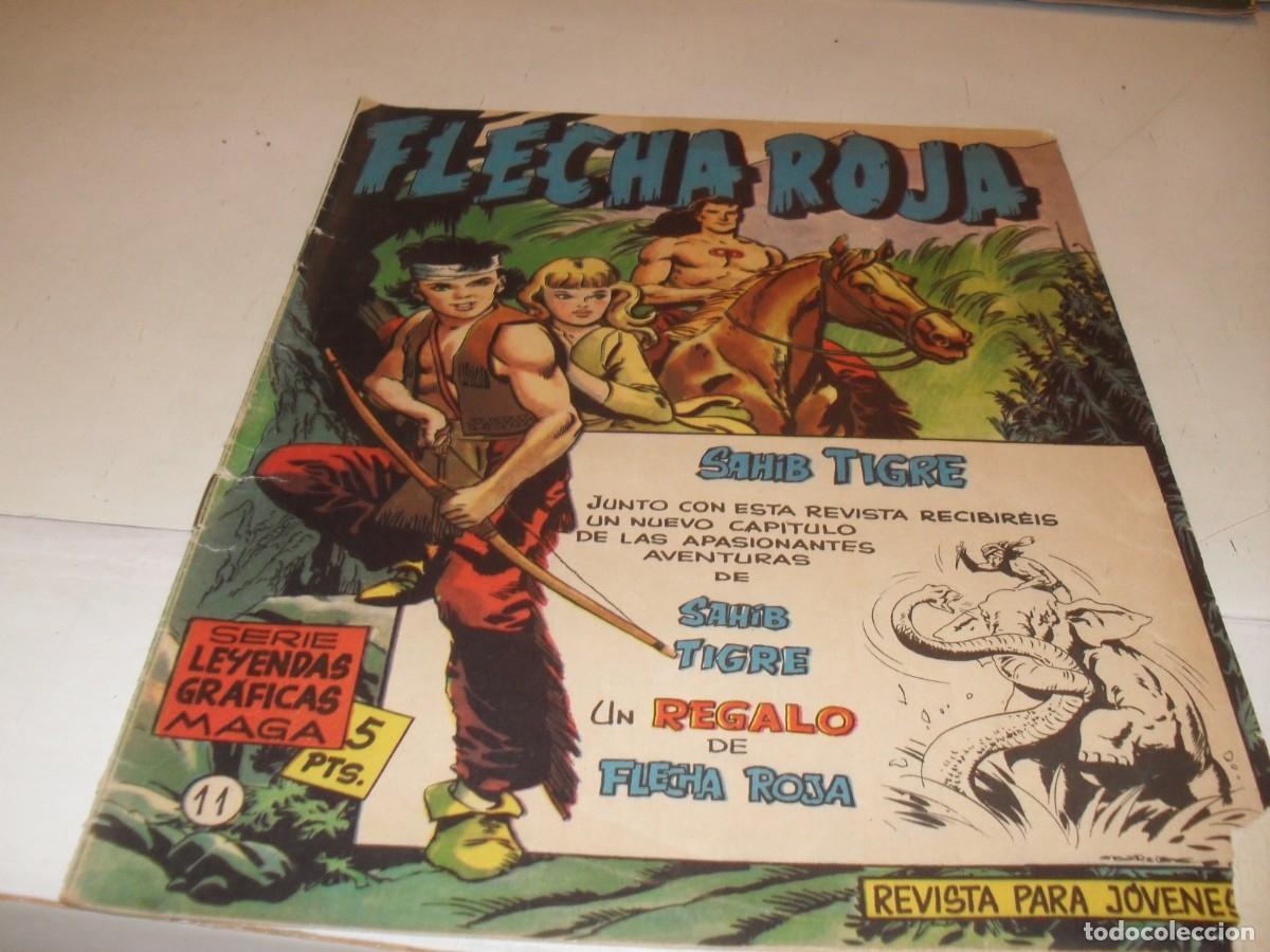 Tebeos: (ORIGINAL)FLECHA ROJA N&ordm; 11,DE 65,CON CROMOS VIDA DE LSO INDIOS 41 AL 44,REVISTA,MAGA,1965