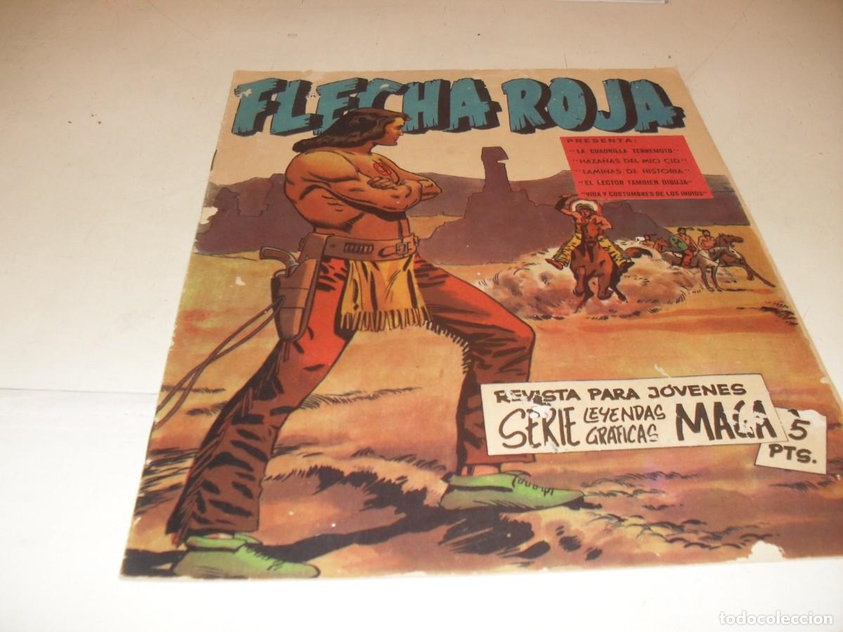 Tebeos: (ORIGINAL)FLECHA ROJA N&ordm; 7,DE 65,CON CROMOS VIDA DE LOS INDIOS 25 AL 28,REVISTA,MAGA,1965
