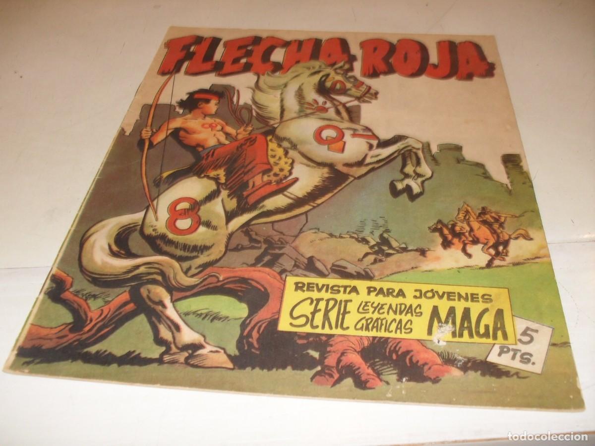 Tebeos: (ORIGINAL)FLECHA ROJA N&ordm; 4,DE 65,CON CROMOS VIDA DE LOS INDIOS 13 AL 16,REVISTA,MAGA,1965