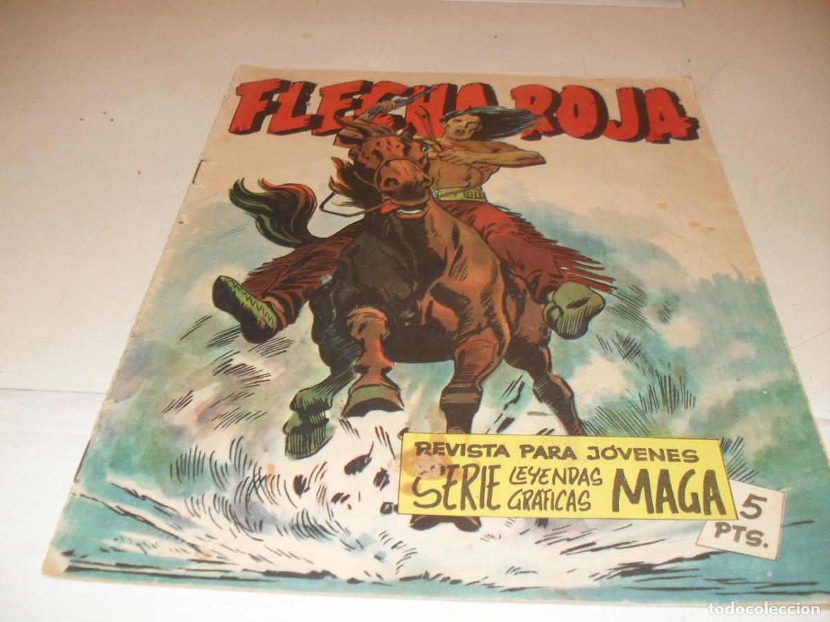 Tebeos: (ORIGINAL)FLECHA ROJA N&ordm; 2,DE 65,CON CROMOS VIDA DE LOS INDIOS 5 AL 8,REVISTA,MAGA,1965