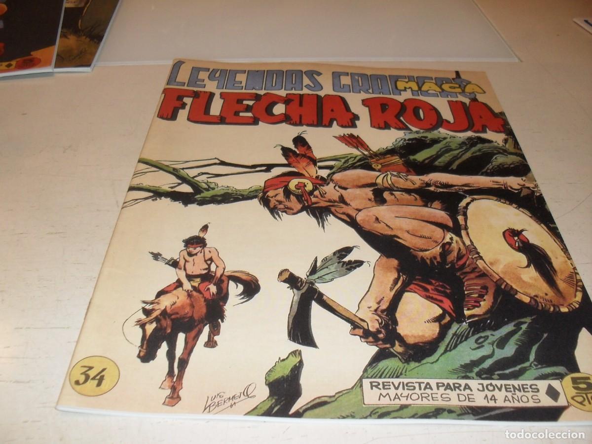 Tebeos: (FACSIMIL)FLECHA ROJA N&ordm; 34,DE 65,CON CROMOS VIDA DE LOS INDIOS 133 AL 136,REVISTA,MAGA,1965