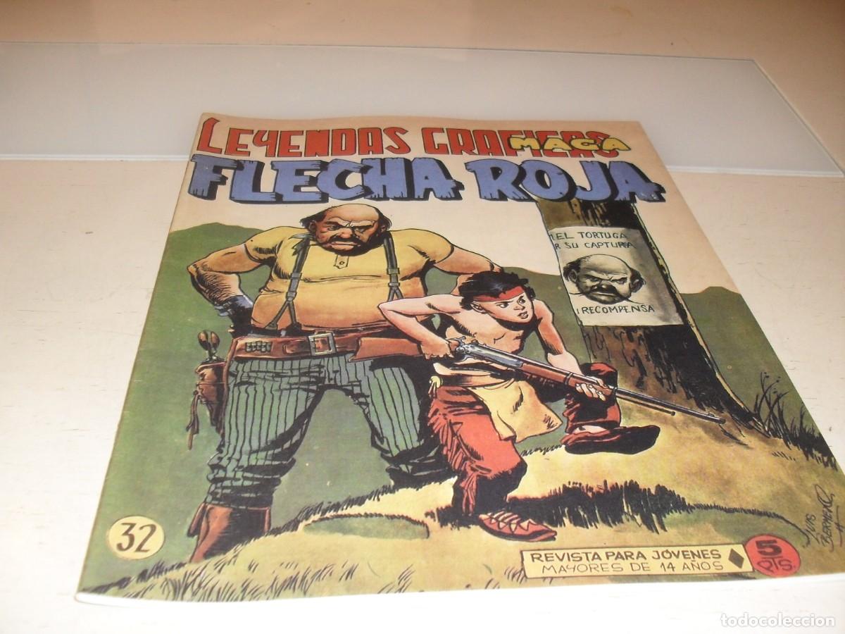 Tebeos: (FACSIMIL)FLECHA ROJA N&ordm; 32,DE 65,CON CROMOS VIDA DE LOS INDIOS 125 AL 128,REVISTA,MAGA,1965