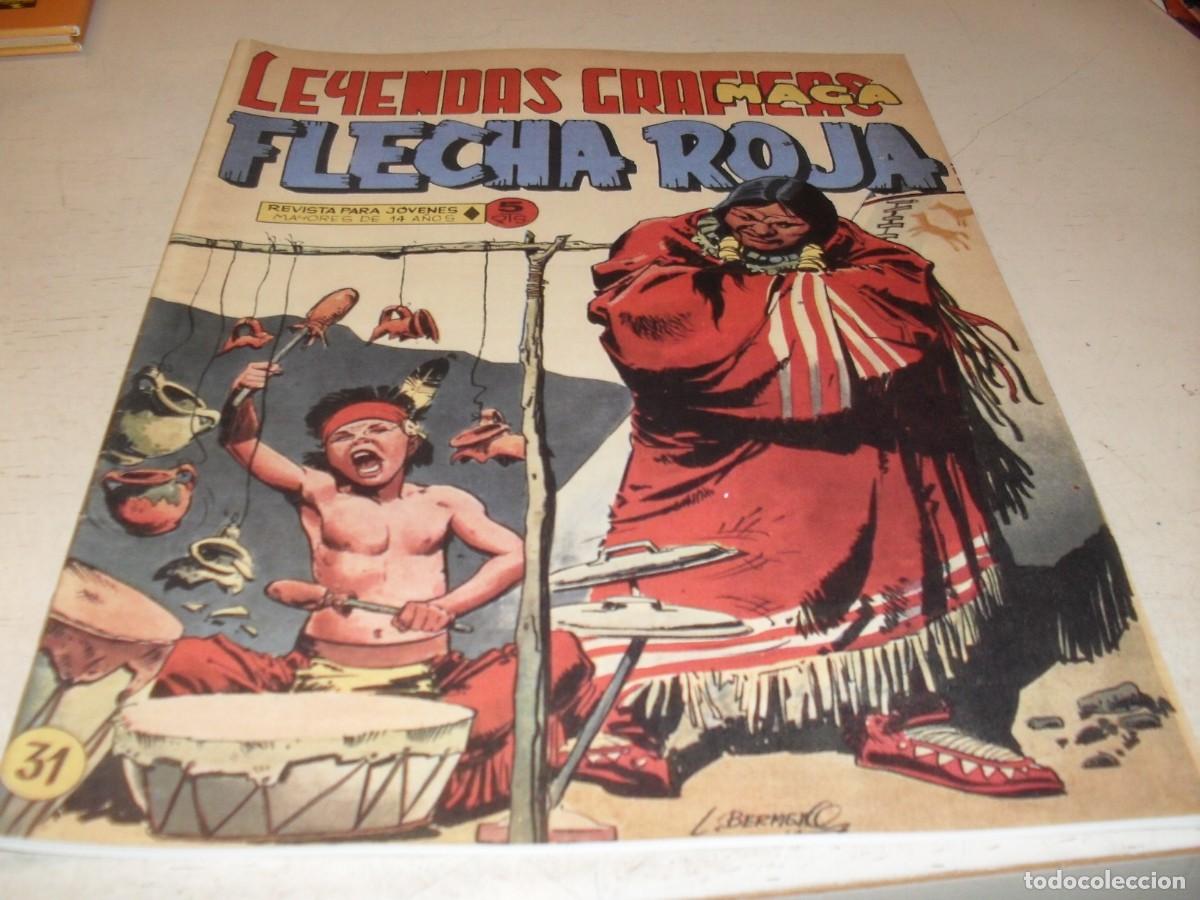 Tebeos: (FACSIMIL)FLECHA ROJA N&ordm; 31,DE 65,CON CROMOS VIDA DE LOS INDIOS 121 AL 124,REVISTA,MAGA,1965