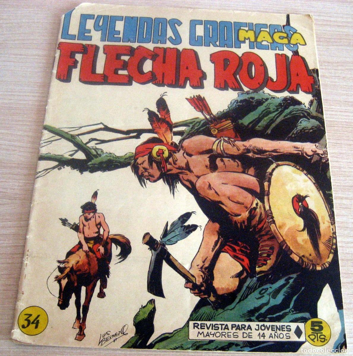 Tebeos: FLECHA ROJA N.&ordm; 34 MAGA A&Ntilde;O 1962 COMIC EN BUEN ESTADO