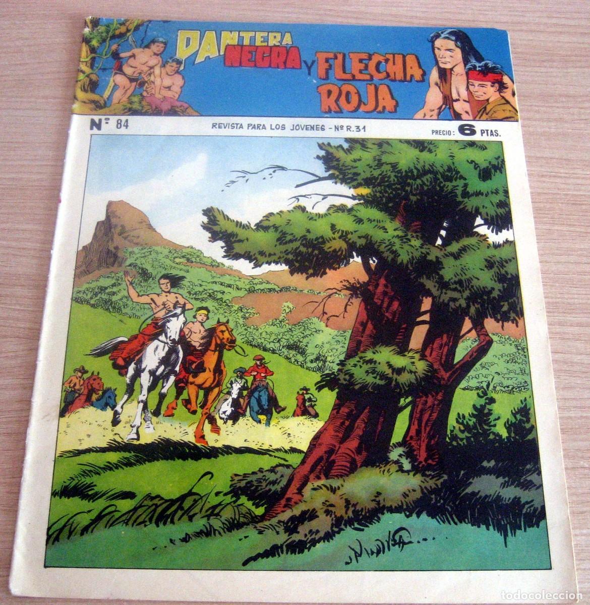 Tebeos: PANTERA NEGRA Y FLECHA ROJA N.&ordm; 84 MAGA A&Ntilde;O 1958 C&Oacute;MIC EN BUEN ESTADO