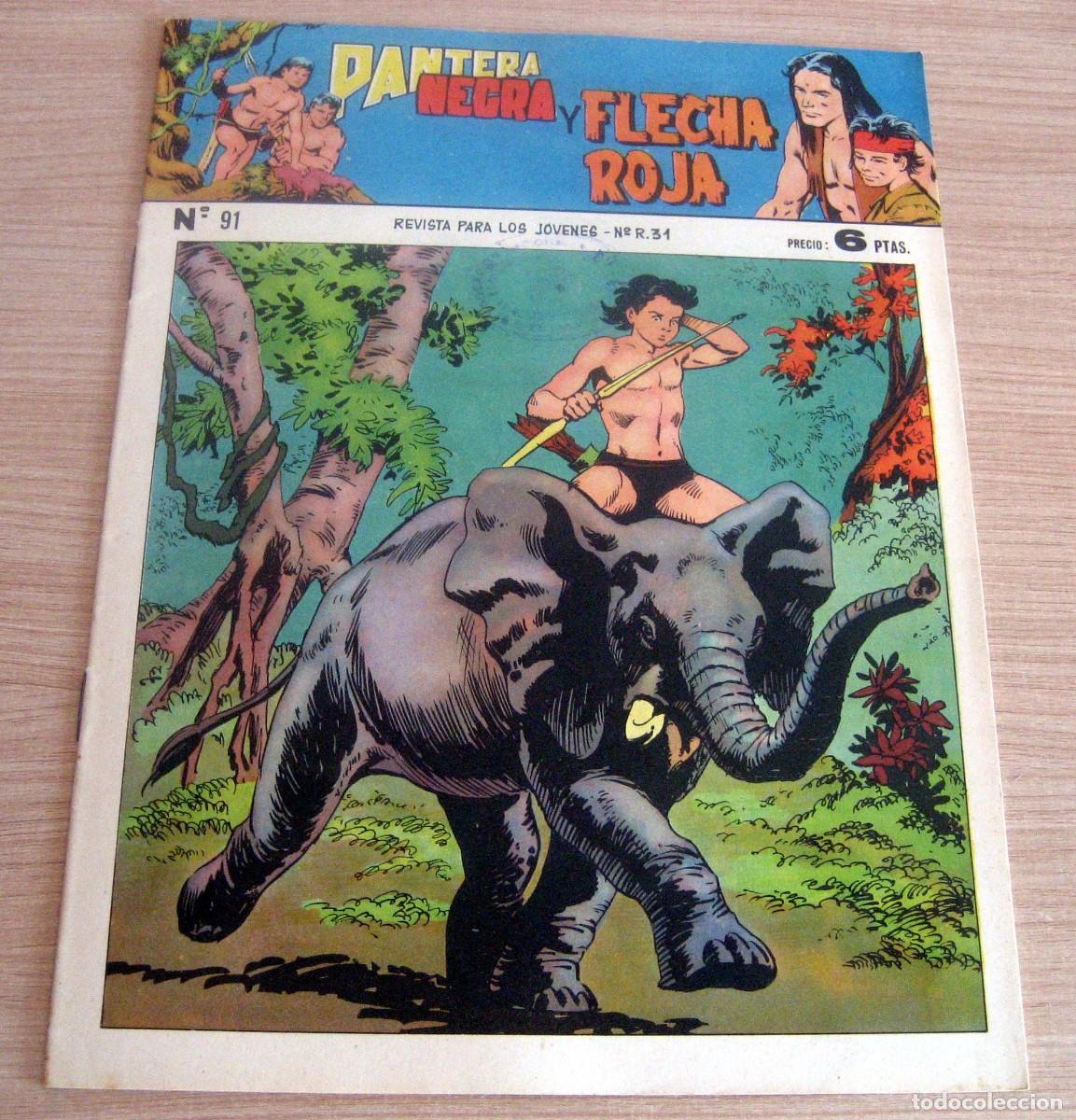 Tebeos: PANTERA NEGRA Y FLECHA ROJA N.&ordm; 91 MAGA A&Ntilde;O 1958 C&Oacute;MIC EN BUEN ESTADO