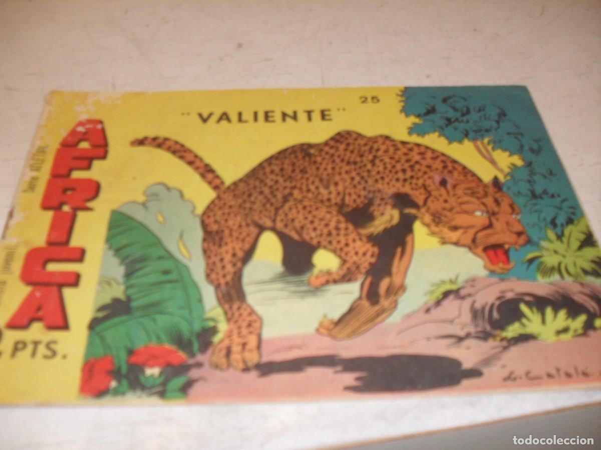 Tebeos: (ORIGINAL),AFRICA N&ordm; 25,VALIENTE,EN CONTRAPORTADA DESCUBRIMIENTO AFRICANOS,DE 74,MAGA,1964