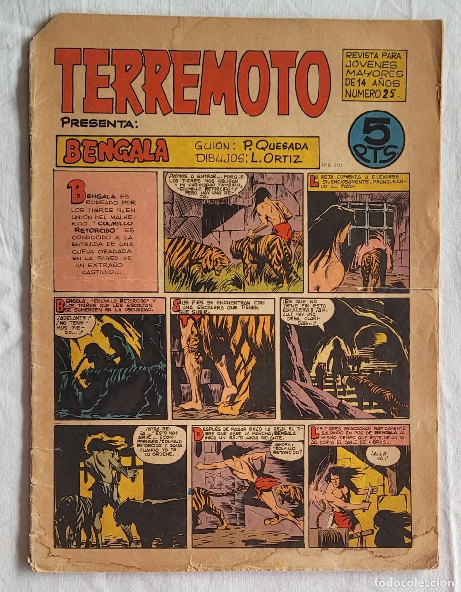 Tebeos: Tebeo Bengala n&ordm; 25 (Formato Vertical). Terremoto presenta. Editorial Maga, 1959. Original.
