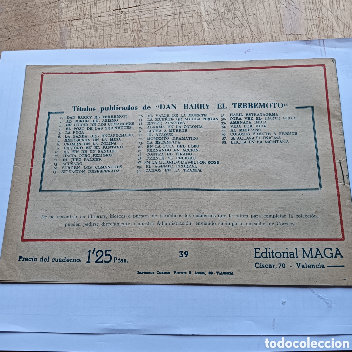 Tebeos: DAN BARRY EL TERREMOTO N&Uacute;M 39 EDI.MAGA ORIGINAL - Foto 2