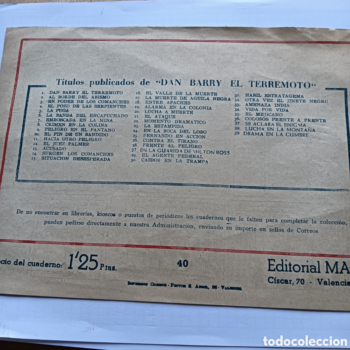 Tebeos: DAN BARRY EL TERREMOTO N&Uacute;M 40 EDI.MAGA ORIGINAL - Foto 2