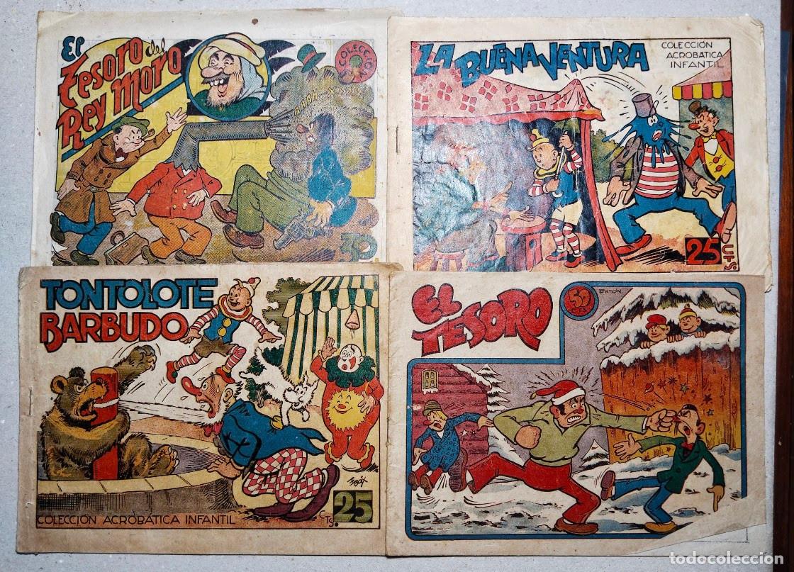 Tebeos: COLECCI&Oacute;N ACROB&Aacute;TICA INFANTIL. EDITORIAL MARCO, BARCELONA. 1940-50. 4 N&Uacute;MEROS.
