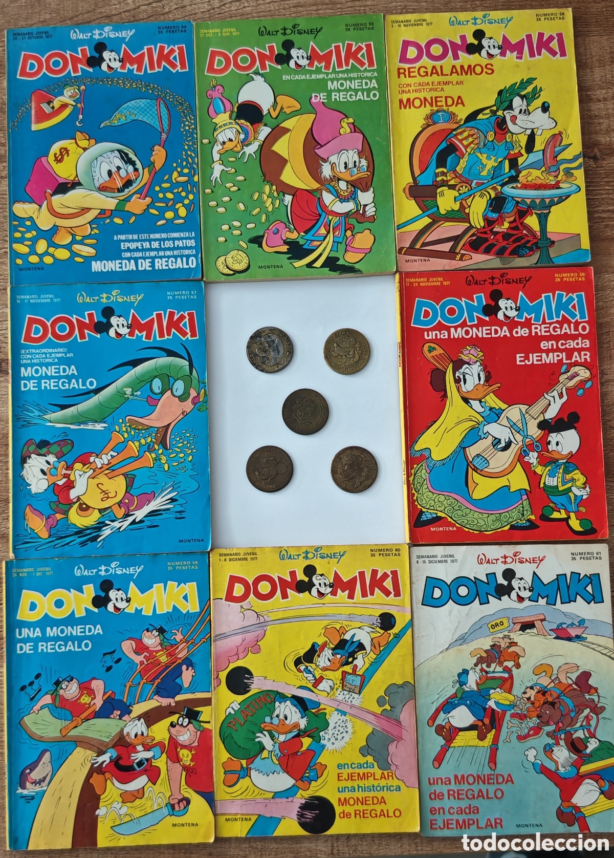 Tebeos: Don Miki n&deg; 54-61 + 5 monedas. Epopeya de los patos