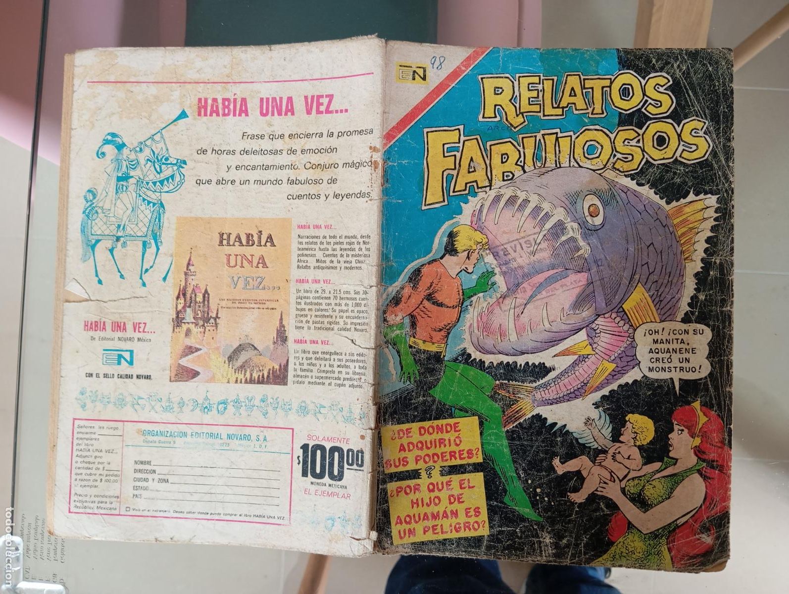 Tebeos: RELATOS FABULOSOS N&ordm; 98 - AQUAM&Aacute;N, EL NACIMIENTO DE AQUANENE - NOVARO 1967